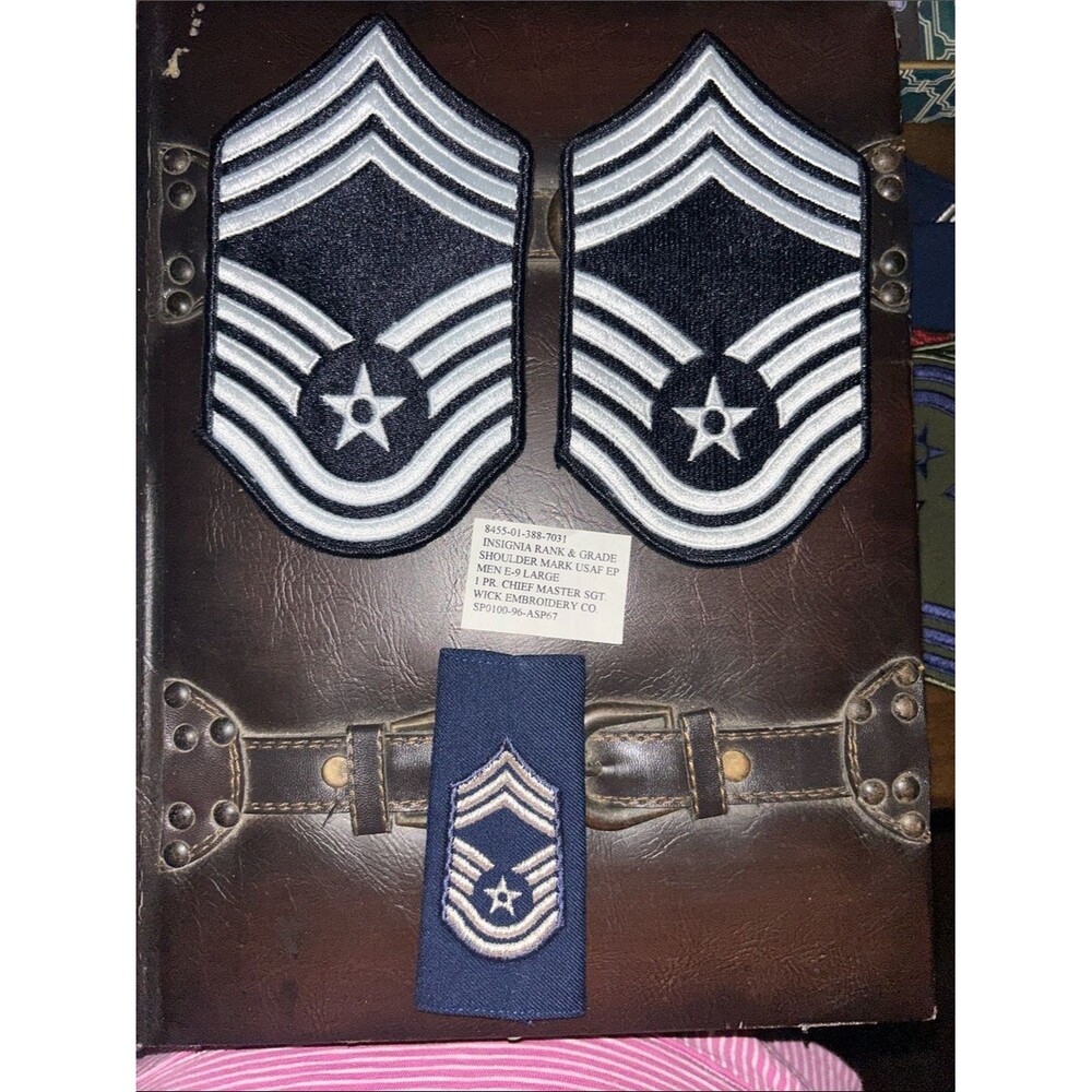 USAF Master Sergeant Rank Insignia Patch Set - Color Embroidered Set of 2 PAIR
